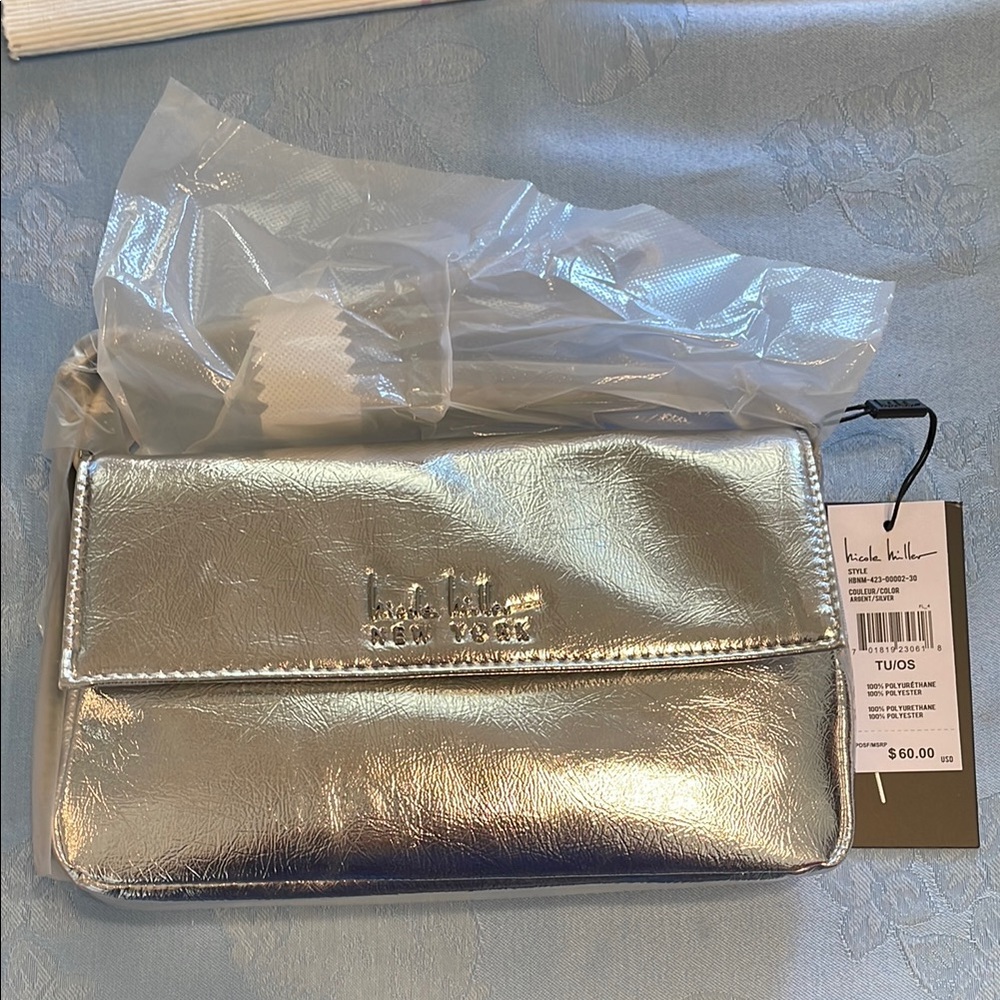 Nicole Miller Silver Clutch Bag